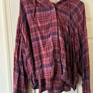 American Eagle Outfitters Burgundy Plaid Shirt